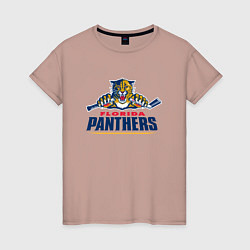 Футболка хлопковая женская Florida panthers - hockey team, цвет: пыльно-розовый