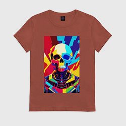 Футболка хлопковая женская Pop art skull, цвет: кирпичный