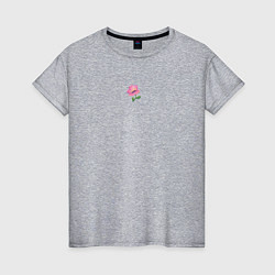 Футболка хлопковая женская Нежный акварельный розовый цветок шиповника, цвет: меланж