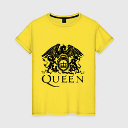 Футболка хлопковая женская Queen - logo, цвет: желтый