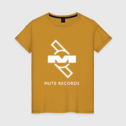 Футболка хлопковая женская Depeche Mode Mute Records Logo, цвет: горчичный