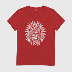Футболка хлопковая женская Мёртвый индеец, цвет: красный