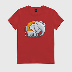 Футболка хлопковая женская Cute elaphant, цвет: красный