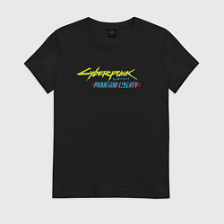 Футболка хлопковая женская Cyberpunk 2077 phantom liberty logo v1, цвет: черный