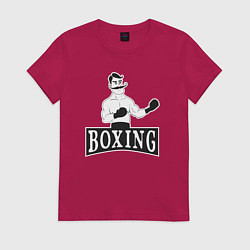 Футболка хлопковая женская Boxing man, цвет: маджента