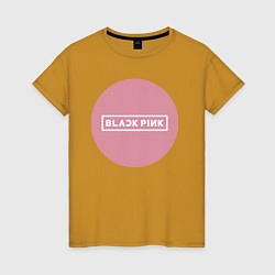 Футболка хлопковая женская Black pink - emblem - group, цвет: горчичный