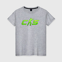 Футболка хлопковая женская CS2 green logo, цвет: меланж