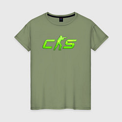 Футболка хлопковая женская CS2 green logo, цвет: авокадо