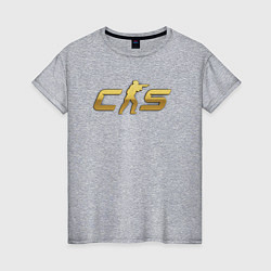 Футболка хлопковая женская CS 2 gold logo, цвет: меланж