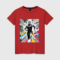 Футболка хлопковая женская Чернокожий спринтер, цвет: красный