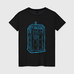 Футболка хлопковая женская Black tardis, цвет: черный