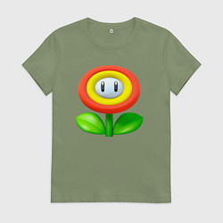 Футболка хлопковая женская Цветок Марио, цвет: авокадо