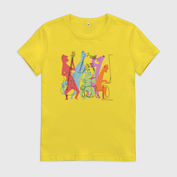 Футболка хлопковая женская Jazz band, цвет: желтый