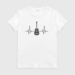 Футболка хлопковая женская Гитарный пульс, цвет: белый