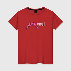 Футболка хлопковая женская Kenergy - metallica and barbie style, цвет: красный