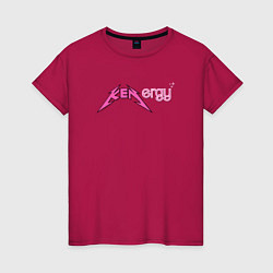 Футболка хлопковая женская Kenergy - metallica and barbie style, цвет: маджента