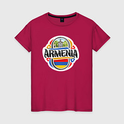 Футболка хлопковая женская Adventure Armenia, цвет: маджента