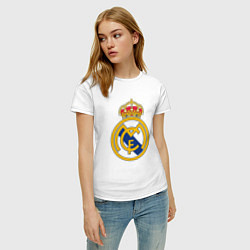 Футболка хлопковая женская Real madrid fc sport, цвет: белый — фото 2