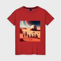 Футболка хлопковая женская Вечер на марсе, цвет: красный
