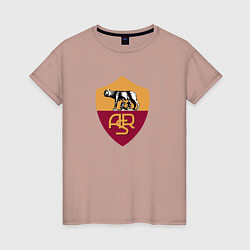 Футболка хлопковая женская Roma fc club, цвет: пыльно-розовый