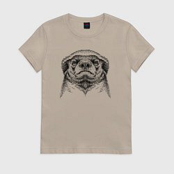 Футболка хлопковая женская Гордый медоед, цвет: миндальный