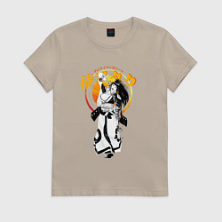 Футболка хлопковая женская Samurai Girl: Kanji, цвет: миндальный
