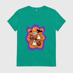 Футболка хлопковая женская Привидения, цвет: зеленый