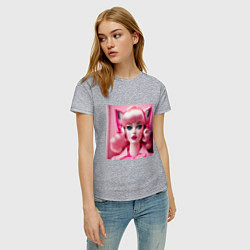 Футболка хлопковая женская Barbie cat, цвет: меланж — фото 2
