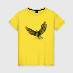 Футболка хлопковая женская Орёл машет крыльями, цвет: желтый