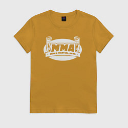Футболка хлопковая женская MMA sport, цвет: горчичный