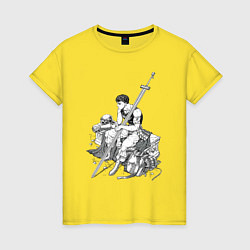 Футболка хлопковая женская Берсерк манга и аниме, цвет: желтый