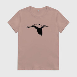 Футболка хлопковая женская Аист трафарет, цвет: пыльно-розовый