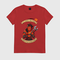 Футболка хлопковая женская Карлах злится - Baldurs Gate 3, цвет: красный