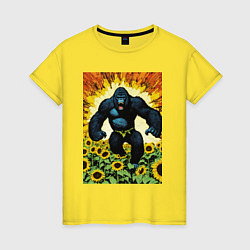 Футболка хлопковая женская Разъяренная горилла, цвет: желтый