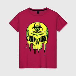 Футболка хлопковая женская Biohazard skull, цвет: маджента
