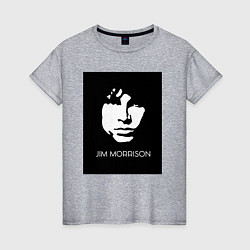 Футболка хлопковая женская Jim Morrison in bw, цвет: меланж