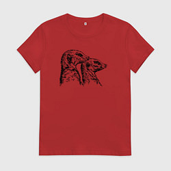 Футболка хлопковая женская Пара сурикатов, цвет: красный