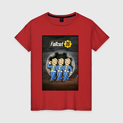 Футболка хлопковая женская Fallaut - vault boys, цвет: красный