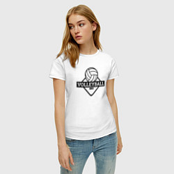Футболка хлопковая женская Volleyball club, цвет: белый — фото 2