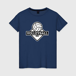 Футболка хлопковая женская Volleyball club, цвет: тёмно-синий