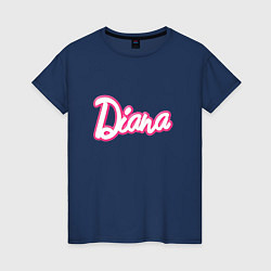 Футболка хлопковая женская Диана в стиле барби - объемный шрифт, цвет: тёмно-синий