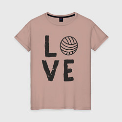 Футболка хлопковая женская Lover volleyball, цвет: пыльно-розовый