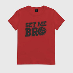 Футболка хлопковая женская Volleyball set me bro, цвет: красный