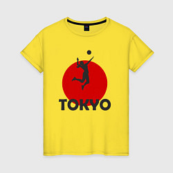 Футболка хлопковая женская Волейбол в Токио, цвет: желтый