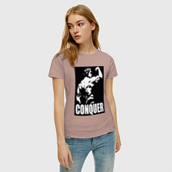 Футболка хлопковая женская Арнольд - конкурируй, цвет: пыльно-розовый — фото 2