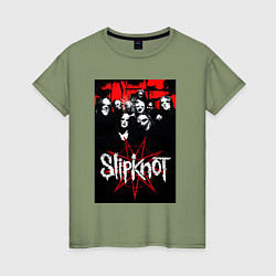 Футболка хлопковая женская Slipknot - all, цвет: авокадо