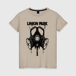 Футболка хлопковая женская Linkin Park - gas mask, цвет: миндальный