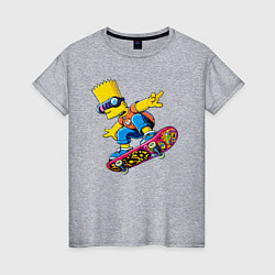 Футболка хлопковая женская Bart Simpson on a skateboard - extreme, цвет: меланж