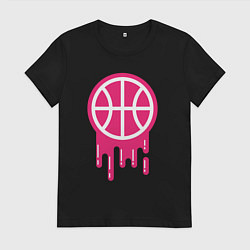 Футболка хлопковая женская Pink basketball, цвет: черный