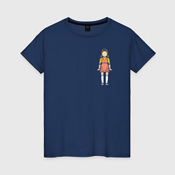 Футболка хлопковая женская Кукла из Игры кальмара, цвет: тёмно-синий